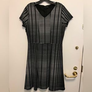 Super cute B&W Renuar striped fit & flare dress